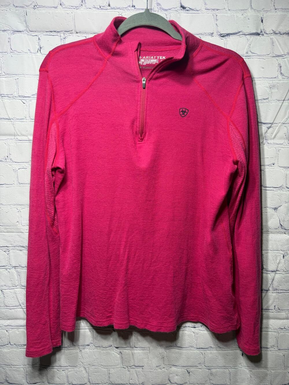 Ariat Tek Merino Wool 1/4 Zip Pullover Pink Sz XL Lightweight Layer